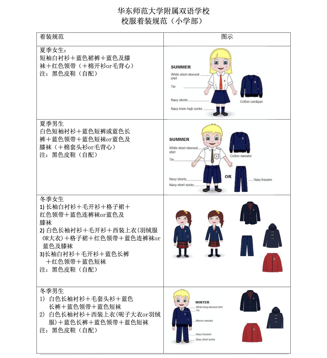 新版华东师范大学附属双语学校校服着装规范－小学部.jpg